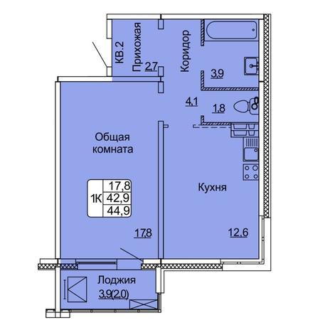 Вариант №7971, 1-комнатная квартира в жилом комплексе 