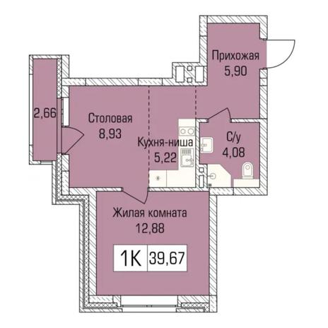 Вариант №7298, 2-комнатная квартира в жилом комплексе Дивногорский