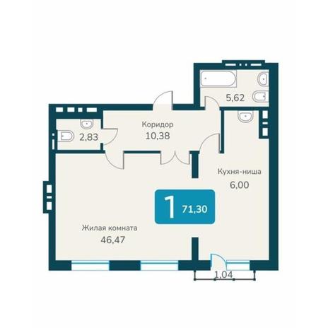 Вариант №10700, 2-комнатная квартира в жилом комплексе Марсель-2