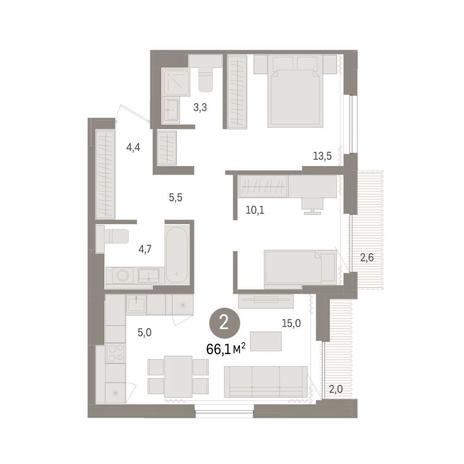 Вариант №8948, 2-комнатная квартира в жилом комплексе Инфинити