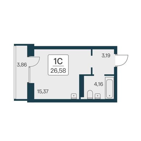 Вариант №17745, 1-комнатная квартира в жилом комплексе Квартал на Игарской