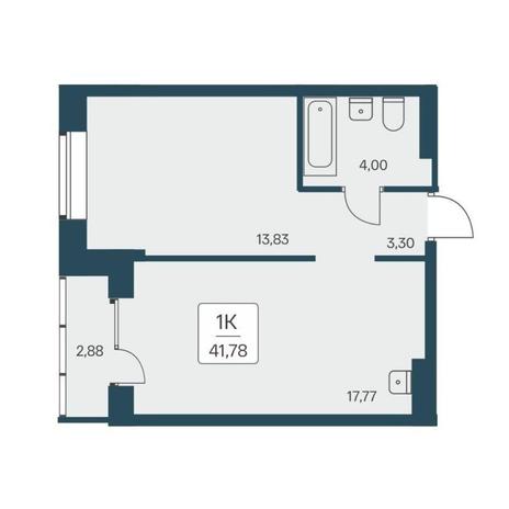 Вариант №13154, 1-комнатная квартира в жилом комплексе Расцветай на Авиастроителей