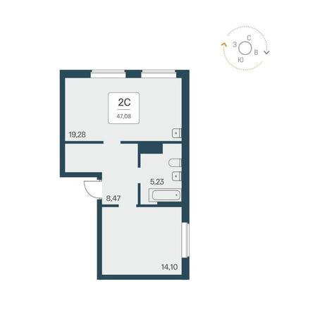 Вариант №14250, 2-комнатная квартира в жилом комплексе Дождь