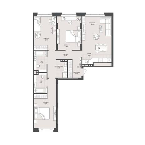 Вариант №15369, 3-комнатная квартира в жилом комплексе Европейский Берег