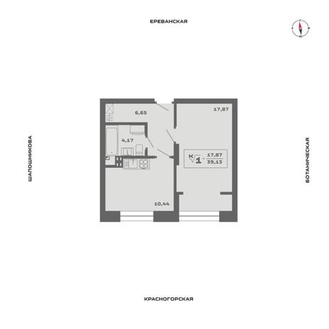 Вариант №13530, 1-комнатная квартира в жилом комплексе Пшеница