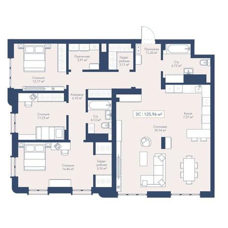 Вариант №16336, 4-комнатная квартира в жилом комплексе Richmond Residence