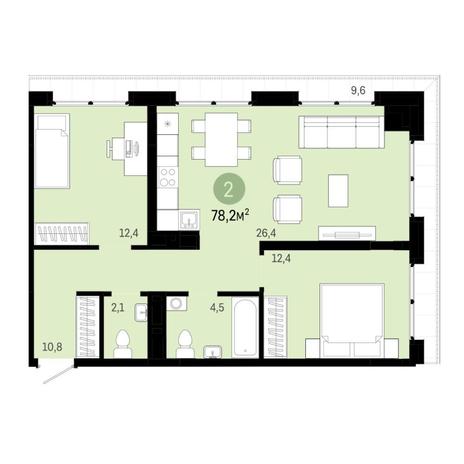Вариант №6863, 3-комнатная квартира в жилом комплексе 