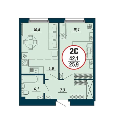 Вариант №10429, 2-комнатная квартира в жилом комплексе Первый на Есенина