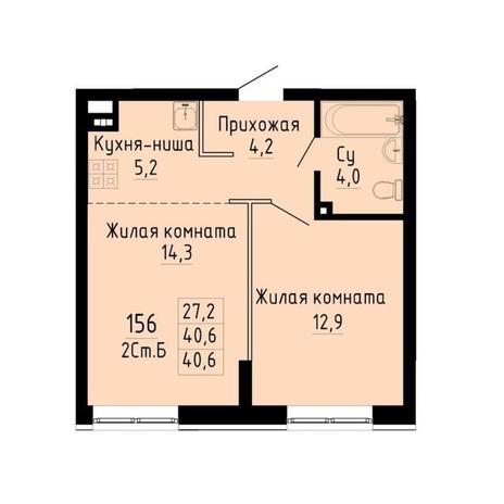 Вариант №13313, 2-комнатная квартира в жилом комплексе Расцветай на Зорге