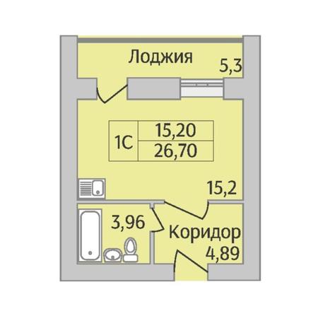 Вариант №6937, 1-комнатная квартира в жилом комплексе 