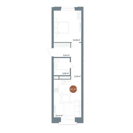Вариант №14449, 2-комнатная квартира в жилом комплексе 