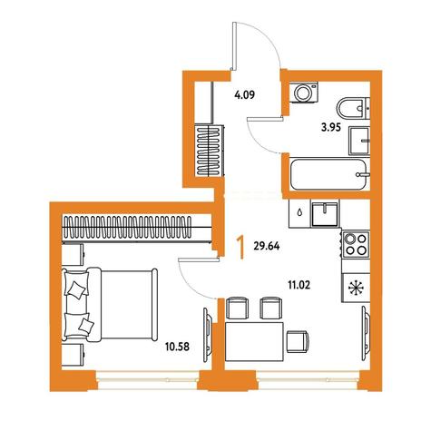 Вариант №15785, 1-комнатная квартира в жилом комплексе Freedom