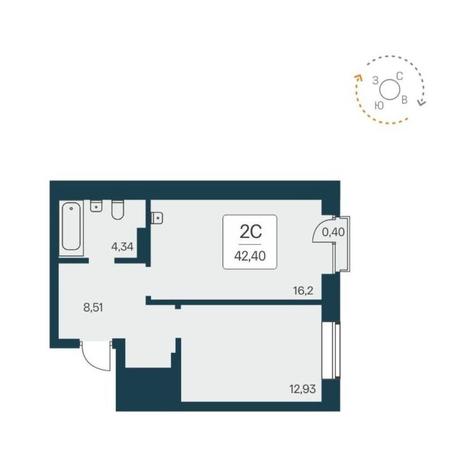 Вариант №12430, 2-комнатная квартира в жилом комплексе Smart Park