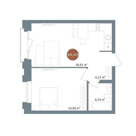 Вариант №15425, 2-комнатная квартира в жилом комплексе 19|56 Кварталы Телецентра