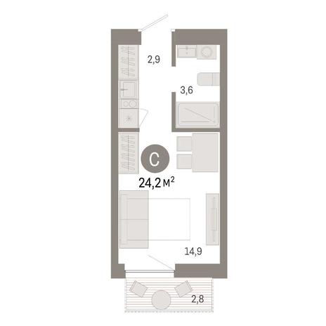 Вариант №15510, 1-комнатная квартира в жилом комплексе Европейский Берег
