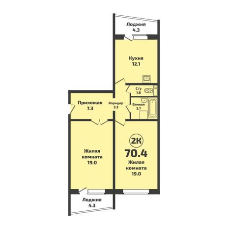 Вариант №5735, 2-комнатная квартира в жилом комплексе 