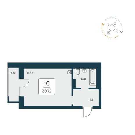 Вариант №12437, 1-комнатная квартира в жилом комплексе Расцветай на Авиастроителей