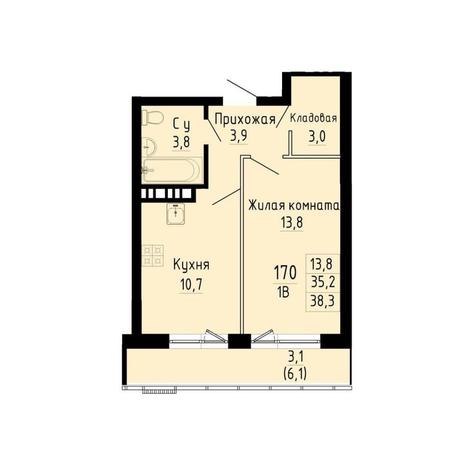 Вариант №13265, 1-комнатная квартира в жилом комплексе Характер