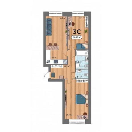 Вариант №14622, 3-комнатная квартира в жилом комплексе Баланс (Balance)