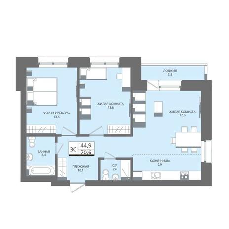 Вариант №10150, 3-комнатная квартира в жилом комплексе Инфинити