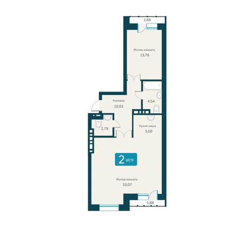 Вариант №12264, 2-комнатная квартира в жилом комплексе Тихомиров