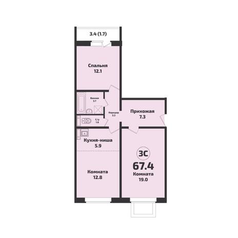 Вариант №11471, 3-комнатная квартира в жилом комплексе Инфинити