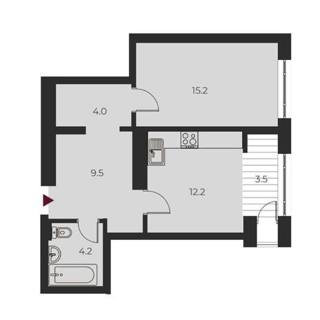 Вариант №14135, 2-комнатная квартира в жилом комплексе На Королева