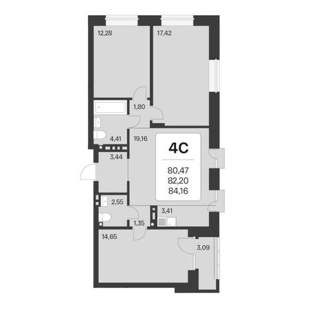 Вариант №6772, 4-комнатная квартира в жилом комплексе Расцветай на Красном