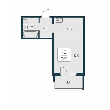 Вариант №14571, 1-комнатная квартира в жилом комплексе На Доватора