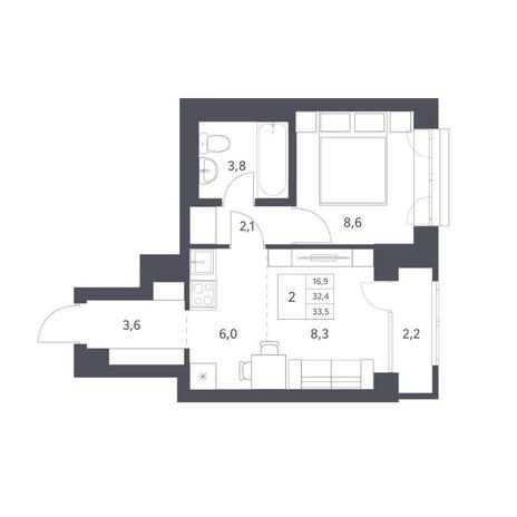 Вариант №11261, 2-комнатная квартира в жилом комплексе Willart (Виларт)