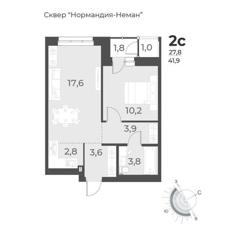 Вариант №8422, 2-комнатная квартира в жилом комплексе 