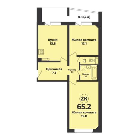 Вариант №8803, 2-комнатная квартира в жилом комплексе Tesla Park