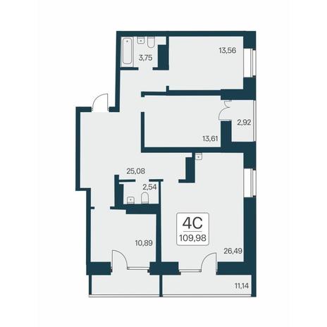 Вариант №17772, 4-комнатная квартира в жилом комплексе Сакура парк