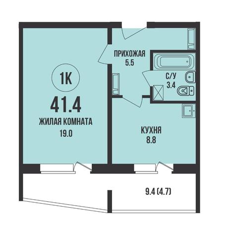 Вариант №16069, 1-комнатная квартира в жилом комплексе Династия