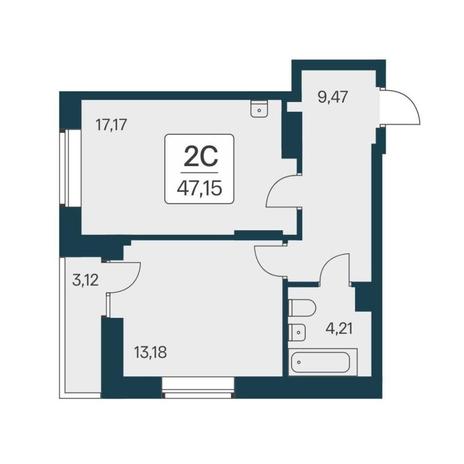 Вариант №17757, 2-комнатная квартира в жилом комплексе Квартал на Игарской