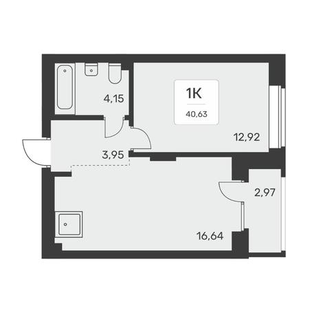 Вариант №7948, 2-комнатная квартира в жилом комплексе Акация на Кедровой