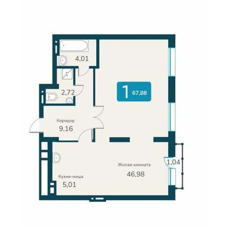 Вариант №10733, 2-комнатная квартира в жилом комплексе Марсель-2