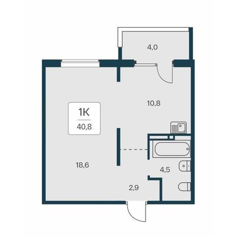 Вариант №14559, 1-комнатная квартира в жилом комплексе Акация на Кедровой