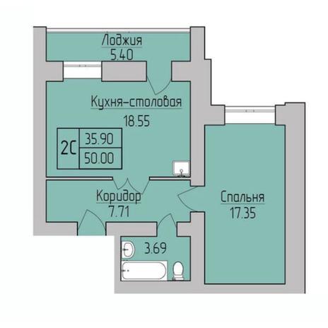 Вариант №6969, 2-комнатная квартира в жилом комплексе 
