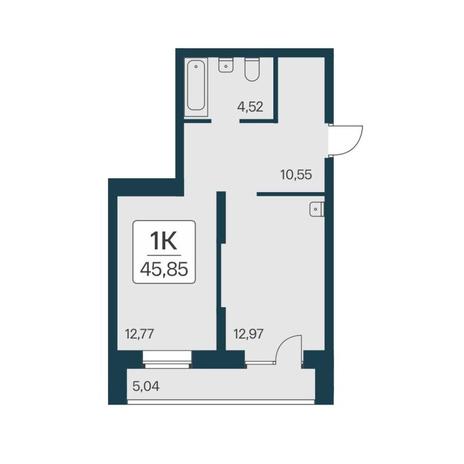 Вариант №17752, 1-комнатная квартира в жилом комплексе Гурьевский