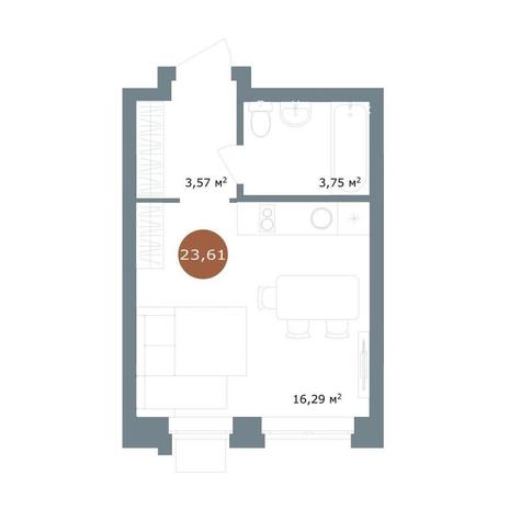 Вариант №14431, 1-комнатная квартира в жилом комплексе Ключевой