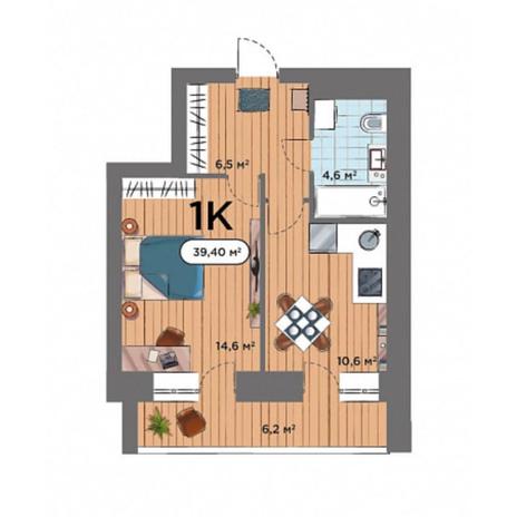 Вариант №7584, 1-комнатная квартира в жилом комплексе Smart Park