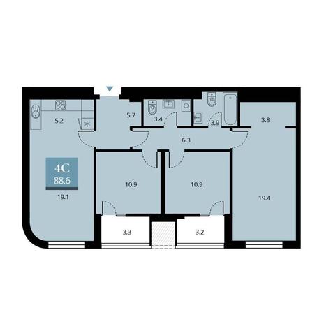 Вариант №11014, 4-комнатная квартира в жилом комплексе 