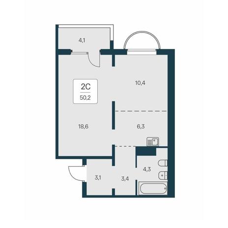 Вариант №14573, 2-комнатная квартира в жилом комплексе Пшеница