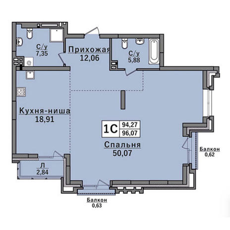 Вариант №2929, 4-комнатная квартира в жилом комплексе Топаз