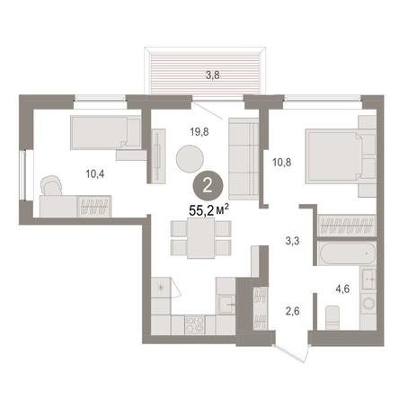 Вариант №14952, 2-комнатная квартира в жилом комплексе 