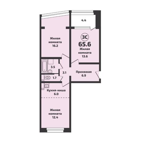 Вариант №7128, 3-комнатная квартира в жилом комплексе Инфинити