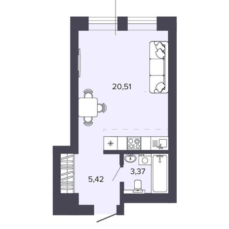 Вариант №8174, 1-комнатная квартира в жилом комплексе Прованс