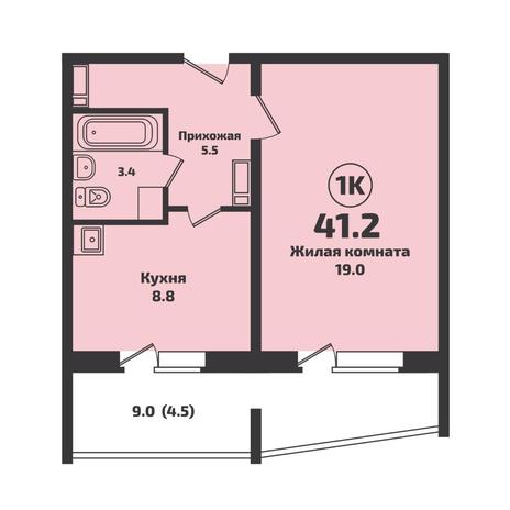 Вариант №7169, 1-комнатная квартира в жилом комплексе 