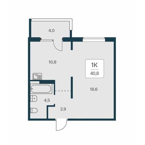 Вариант №14548, 1-комнатная квартира в жилом комплексе Акация на Кедровой